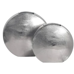 Vase 2er Set FineBuy Blumenvase Aluminium Tischvase Dekovase Modern Rund