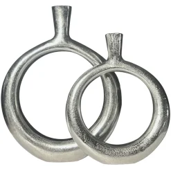 Vase 2er Set FineBuy Blumenvase Aluminium Donut Tischvase Modern Rund Wohndeko
