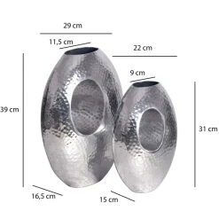 Vase 2er Set FineBuy Blumenvase Aluminium Hammerschlag Tischvase Modern Dekovase