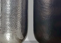 Vase 2er Set FineBuy Blumenvase Aluminium Hammerschlag Tischvase Modern Rund