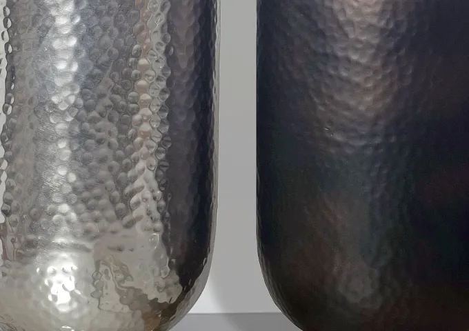Vase 2er Set FineBuy Blumenvase Aluminium Hammerschlag Tischvase Modern Rund
