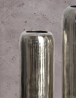 Vase 2er Set FineBuy Blumenvase Aluminium Zylinder Tischvase Rund Dekovase