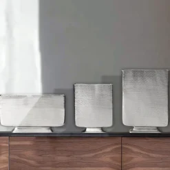 Vase 3er Set FineBuy Blumenvase Aluminium Tischvase Dekovase Modern Eckig