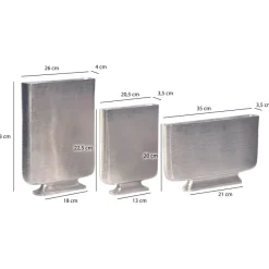 Vase 3er Set FineBuy Blumenvase Aluminium Tischvase Dekovase Modern Eckig