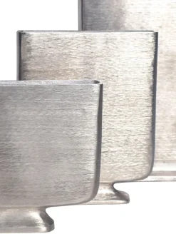 Vase 3er Set FineBuy Blumenvase Aluminium Tischvase Dekovase Modern Eckig
