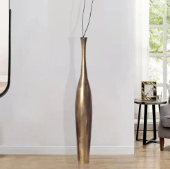 Vase FineBuy Aluminium Gold Blumenvase XXL Bodenvase Wohndeko Groß Alu Modern