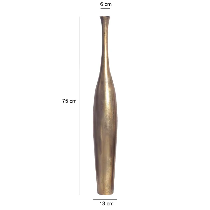 Vase FineBuy Aluminium Gold Blumenvase XXL Bodenvase Wohndeko Groß Alu Modern
