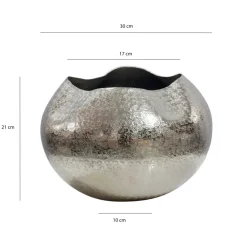 Vase Tischvase 30cm Aluminium Alu Blumenvase Wohndeko Rund Metall Handmade Deko