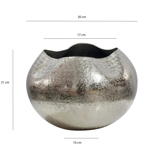 Vase Tischvase 30cm Aluminium Alu Blumenvase Wohndeko Rund Metall Handmade Deko