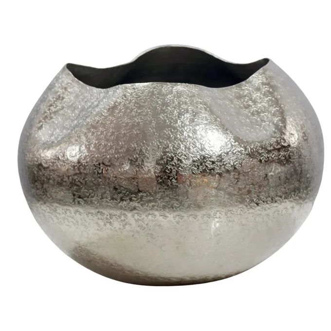Vase Tischvase 30cm Aluminium Alu Blumenvase Wohndeko Rund Metall Handmade Deko