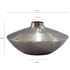 Vase Tischvase 35cm Aluminium Alu Blumenvase Wohndeko Rund Handmade Deko Metall