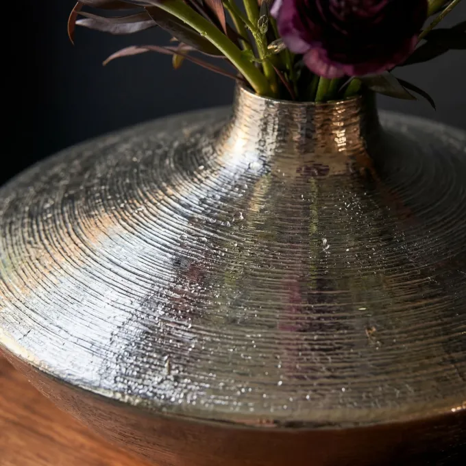 Vase Tischvase 35cm Aluminium Alu Blumenvase Wohndeko Rund Handmade Deko Metall