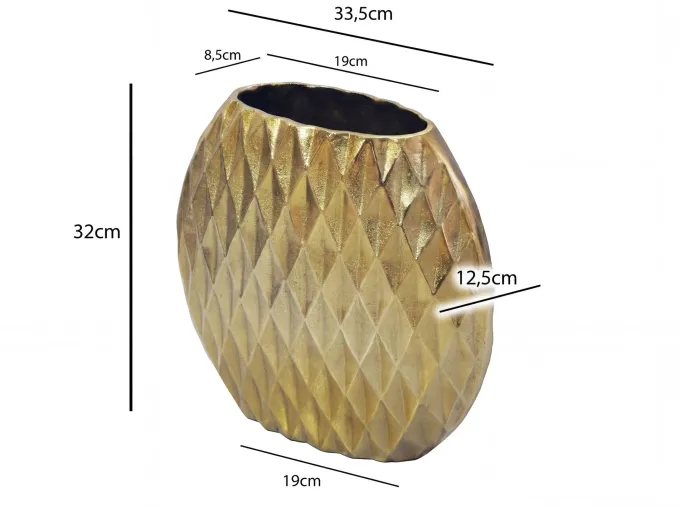 Vase Tischvase 33,5cm Aluminium Design Alu Blumenvase Wohndeko Rund Handmade