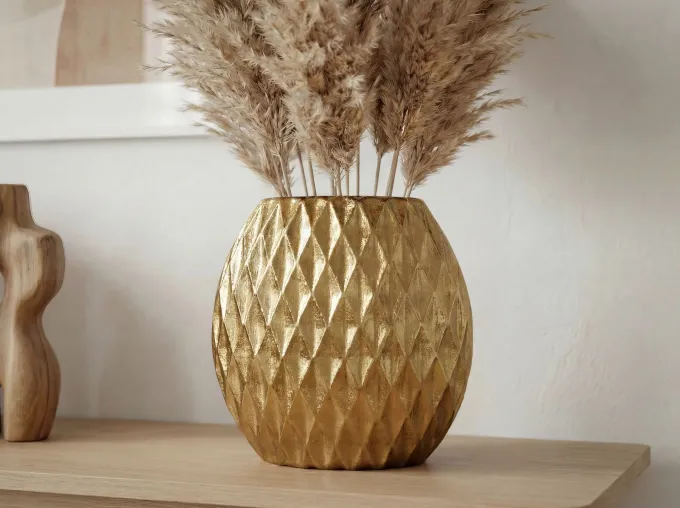 Vase Tischvase 33,5cm Aluminium Design Alu Blumenvase Wohndeko Rund Handmade