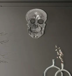 Wanddeko FineBuy Totenkopf 41 cm Aluminium Schädel Deko Dekoration Modern Skull