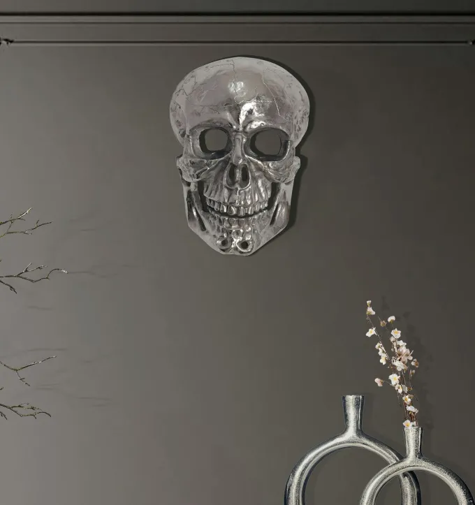 Wanddeko FineBuy Totenkopf 41 cm Aluminium Schädel Deko Dekoration Modern Skull