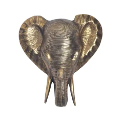 Wanddeko FineBuy Wohndeko Elefant 41 cm Aluminium Gold Afrika Dekoration Modern