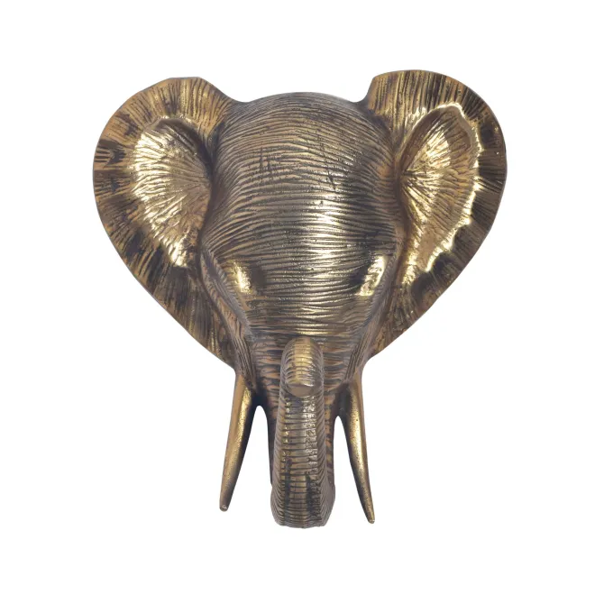 Wanddeko FineBuy Wohndeko Elefant 41 cm Aluminium Gold Afrika Dekoration Modern