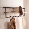 Wandgarderobe Akazie Massivholz 100cm Hängegarderobe Baumkante Industrial Modern