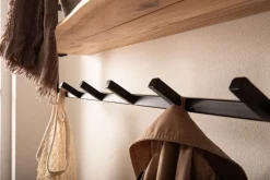 Wandgarderobe Akazie Massivholz 100cm Hängegarderobe Baumkante Industrial Modern