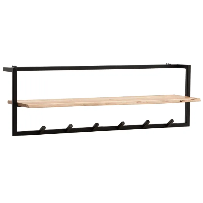 Wandgarderobe Akazie Massivholz 100cm Hängegarderobe Baumkante Industrial Modern