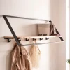 Wandgarderobe Akazie Massivholz Metall 100cm Hängegarderobe Industrial Baumkante