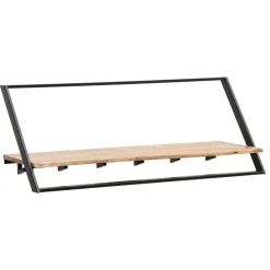 Wandgarderobe Akazie Massivholz Metall 100cm Hängegarderobe Industrial Baumkante