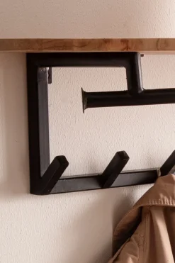 Wandgarderobe Akazie Massivholz 100cm Metall Garderobe mit Ablage Industrial