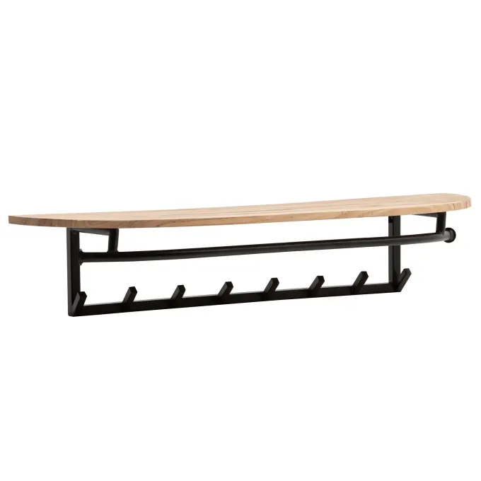 Wandgarderobe Akazie Massivholz 100cm Metall Garderobe mit Ablage Industrial