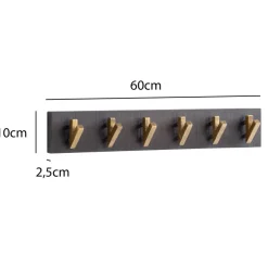 Wandgarderobe FineBuy Hakenleiste Mango Massivholz 60 cm Garderobe Flur Schwarz