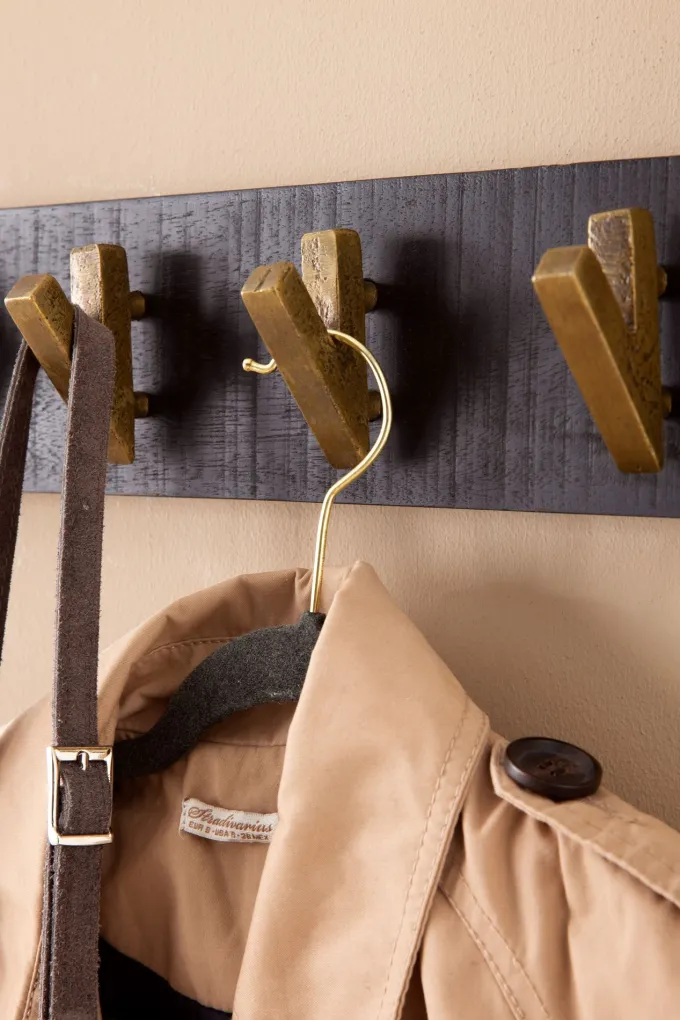 Wandgarderobe FineBuy Hakenleiste Mango Massivholz 60 cm Garderobe Flur Schwarz