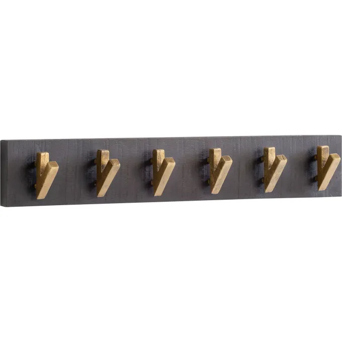 Wandgarderobe FineBuy Hakenleiste Mango Massivholz 60 cm Garderobe Flur Schwarz