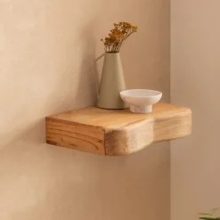 Wandregal Akazie Hängeregal mit Schublade Holz Wandboard Regal für die Wand