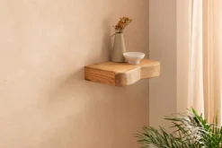 Wandregal Akazie Hängeregal mit Schublade Holz Wandboard Regal für die Wand