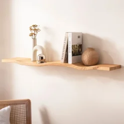 Wandregal Akazie Massivholz Holzregal Wandboard Regal Wellenform Massiv Modern