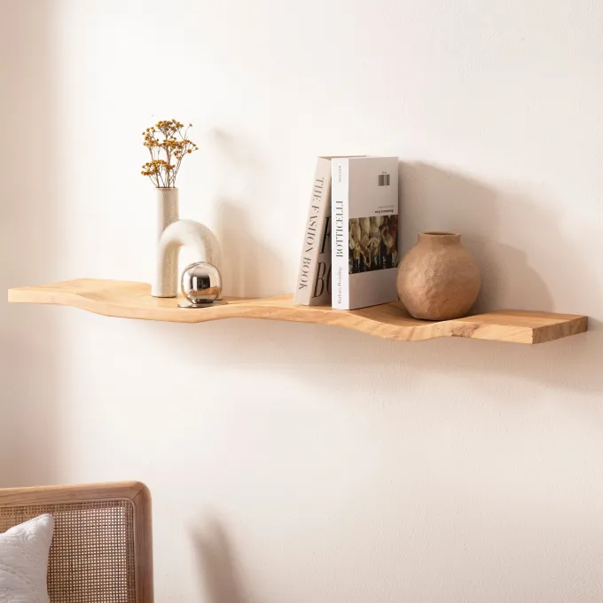 Wandregal Akazie Massivholz Holzregal Wandboard Regal Wellenform Massiv Modern