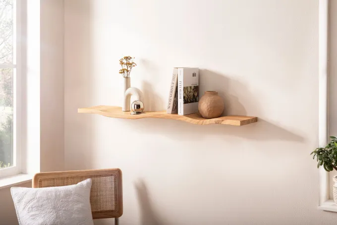 Wandregal Akazie Massivholz Holzregal Wandboard Regal Wellenform Massiv Modern