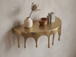 Wandregal Aluminium Gold Tropfen Optik Hängeregal Schweberegal Wandboard Drops