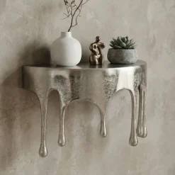 Wandregal Aluminium Silber Tropfen Optik Hängeregal Schweberegal Wandboard Drops
