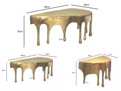 Wandregal 3er Set Aluminium Gold Tropfen Optik Hängeregal Schweberegal Wandboard