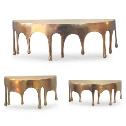 Wandregal 3er Set Aluminium Gold Tropfen Optik Hängeregal Schweberegal Wandboard