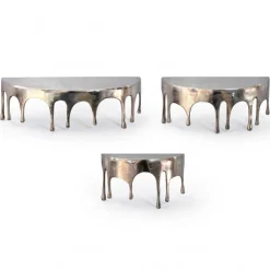Wandregal 3er Set Alu Silber Tropfen Optik Hängeregal Schweberegal Wandboard