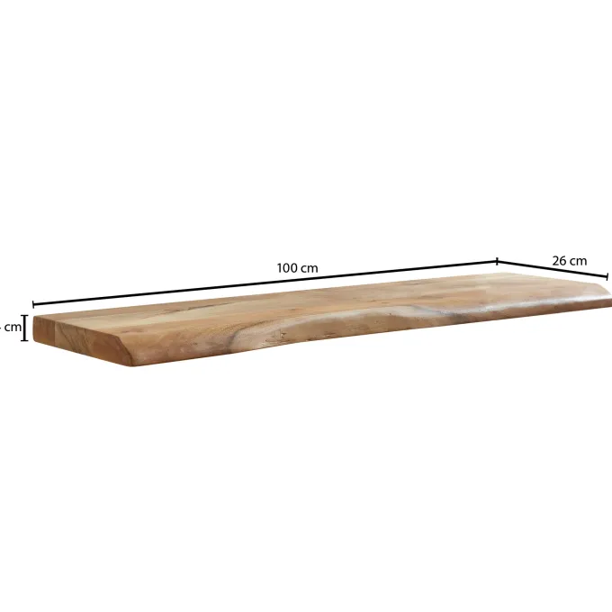 Wandregal FineBuy Baumkante Akazie Holz Schweberegal Regal Massiv Hängeregal