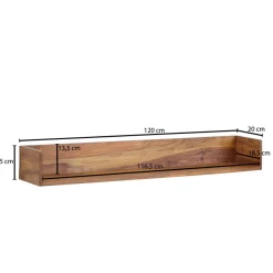 Wandregal FineBuy Hängeregal Holz Massiv 120x15x20 cm Regal Groß Schwebend