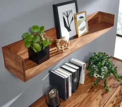 Wandregal FineBuy Hängeregal Holz Massiv 120x15x20 cm Regal Groß Schwebend