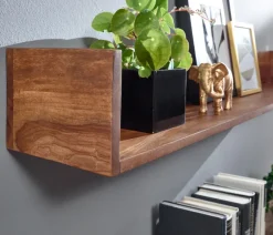 Wandregal FineBuy Hängeregal Holz Massiv 120x15x20 cm Regal Groß Schwebend