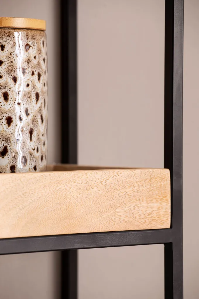 Wandregal FineBuy Hängeregal 27x77x18 cm Massivholz Metall Regal Industrial