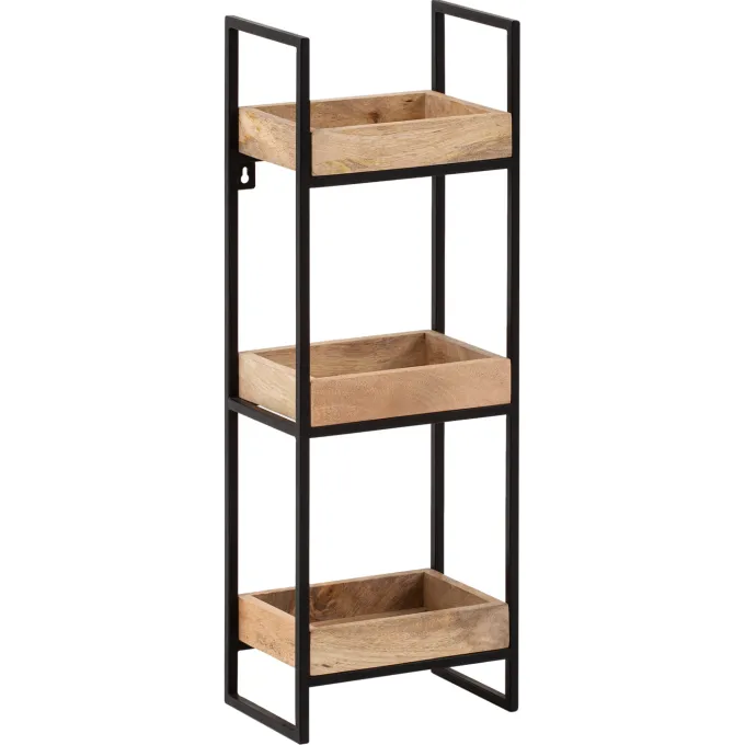 Wandregal FineBuy Hängeregal 27x77x18 cm Massivholz Metall Regal Industrial