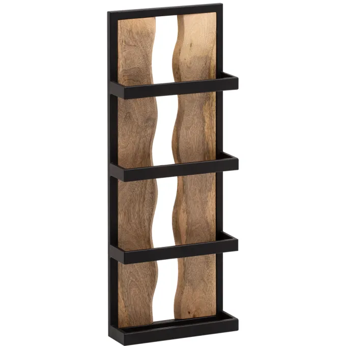 Wandregal FineBuy Hängeregal 30x80x10 cm Massivholz Metall Regal Industrial