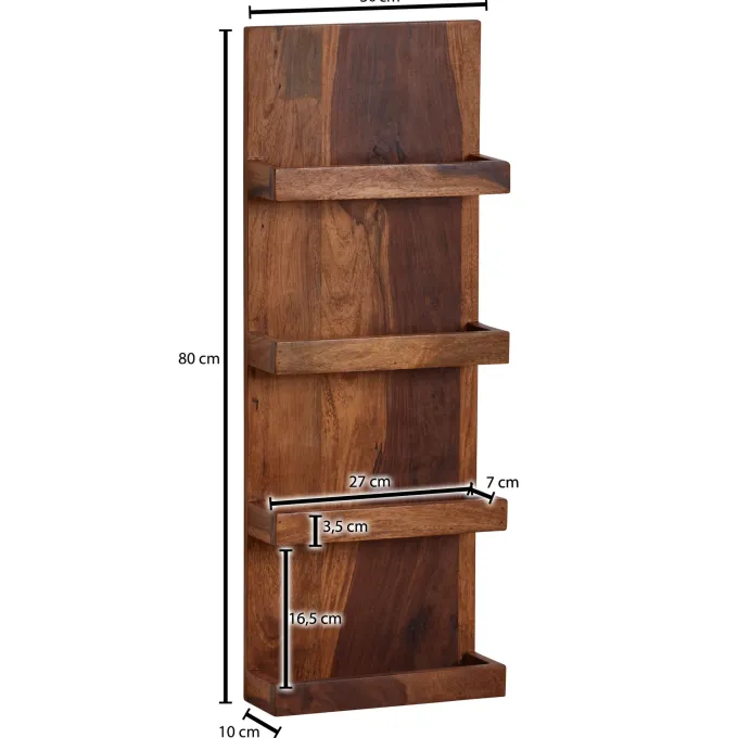 Wandregal FineBuy Hängeregal Holz Massiv 30x80x10 cm Regal Schweberegal Groß